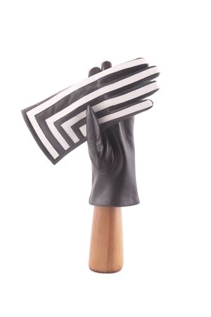 Guanti artigianali in pelle a righe bianche e nere Capri Gloves | CA2494BLACK